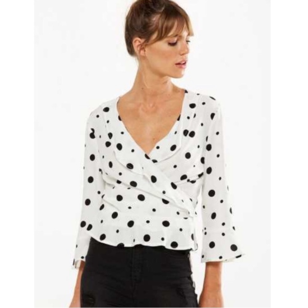 Cotton on polka dot wrapped blouse